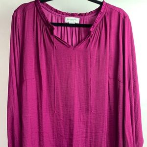 Liz Claiborne Purple Long Sleeve Pullover Blouse